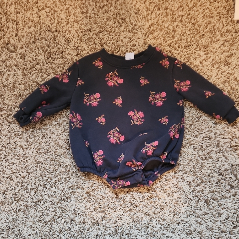 Navy Floral Baby Romper